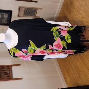 Stunning Fringy Hibiscus Print *One Size* Dress or Top w/Tie Sash/Scarf